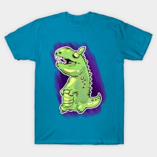 little green dinosaur cartoon T-Shirt